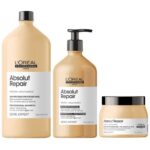 L'Oreal Professionnel Serie Expert Absolut Repair Protein + Gold Quinoa Instant Resurfacing Shampoo 1500ml, Conditioner 750ml & Mask 500ml Trio - Image 5