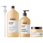 L'Oreal Professionnel Serie Expert Absolut Repair Protein + Gold Quinoa Instant Resurfacing Shampoo 1500ml, Conditioner 750ml & Mask 500ml Trio - Image 3