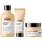 L'Oreal Professionnel Serie Expert Absolut Repair Shampoo 300ml, Conditioner 200ml & Golden Resurfacing Mask 250ml Trio - Image 2