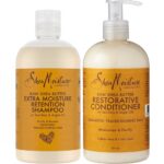 Shea Moisture Raw Shea Butter Extra-Moisture Retention Shampoo & Conditioner Twin 2 x 384ml - Image 3