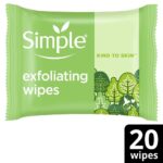 Simple Kind To Skin Biodegradable Exfoliating Face Wipes Pack of 20 - Image 3