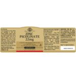 Solgar Zinc Picolinate 22 mg 100 Tablets - Image 2