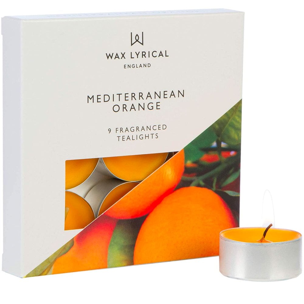 wax-lyrical-mediterranean-orange-tea-lights-pack-of-9-p23604-52708_image.jpg Wax Lyrical Mediterranean Orange Tea Lights Pack of 9 - Image 1