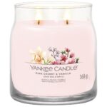 Yankee Candle Pink Cherry & Vanilla Medium Signature Jar Candle - Image 2