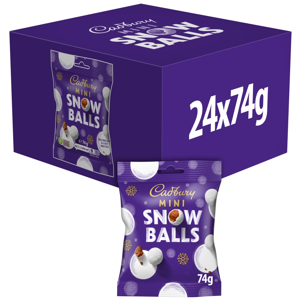 10866_1.jpg Cadbury Dairy Milk Chocolate Mini Snow Balls Bag 74g - Image 1