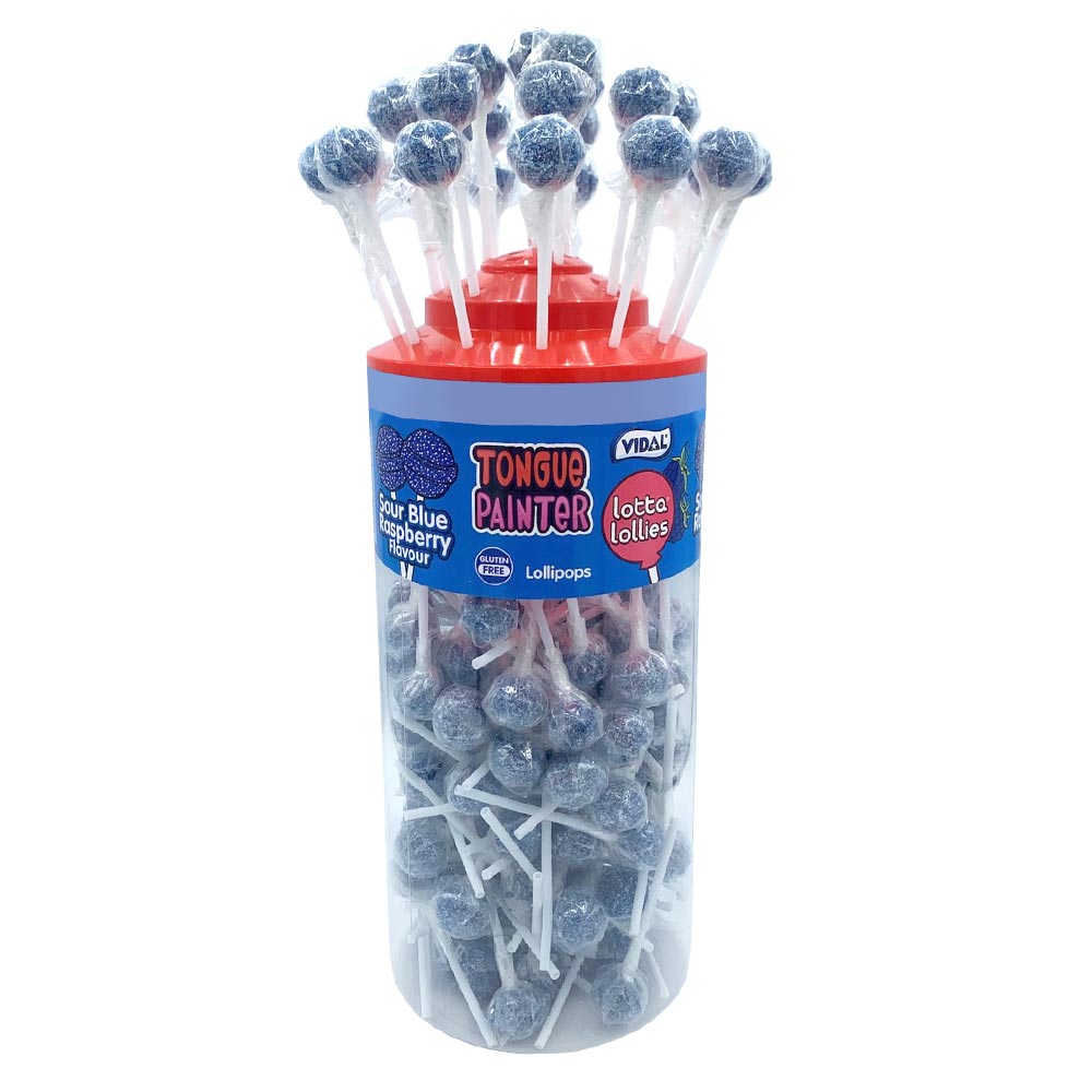 300710_na.jpg Vidal Lotta Lollies Blue Raspberry Lollipops - Image 1