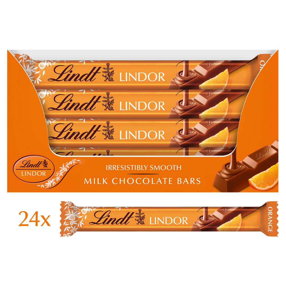305362_c.jpg Lindt Lindor Orange Milk Chocolate Treat Bar 38g - Image 1