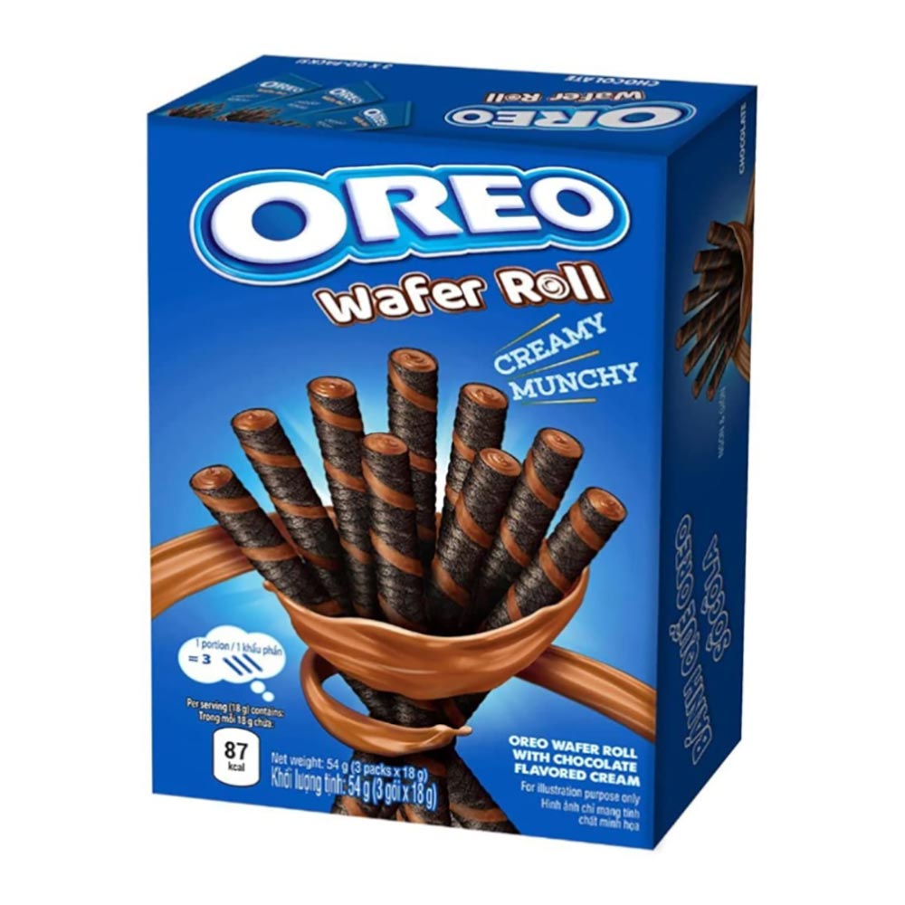 309729_a.jpg Oreo Chocolate Cream Filled Wafer Rolls 54g - Image 1
