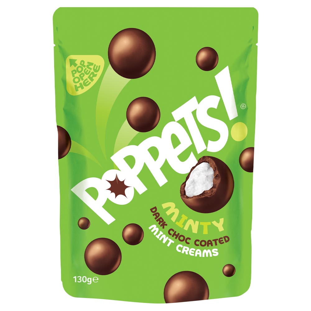 310674_a.jpg Poppets Dark Chocolate Coated Mint Creams Pouch 120g - Image 1