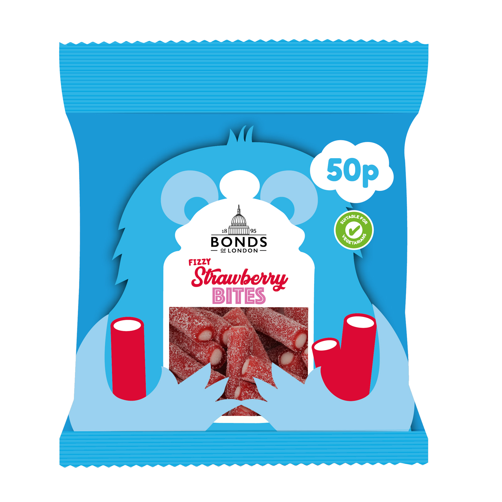 312089.jpg Bonds Fizzy Strawberry Bites Treat Bags 50g - Image 1