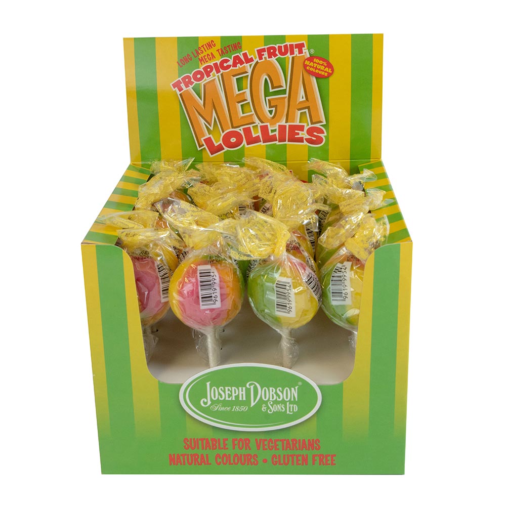 312117_a.jpg Dobsons Wrapped Tropical Fruit Mega Lollies CDU - Image 1