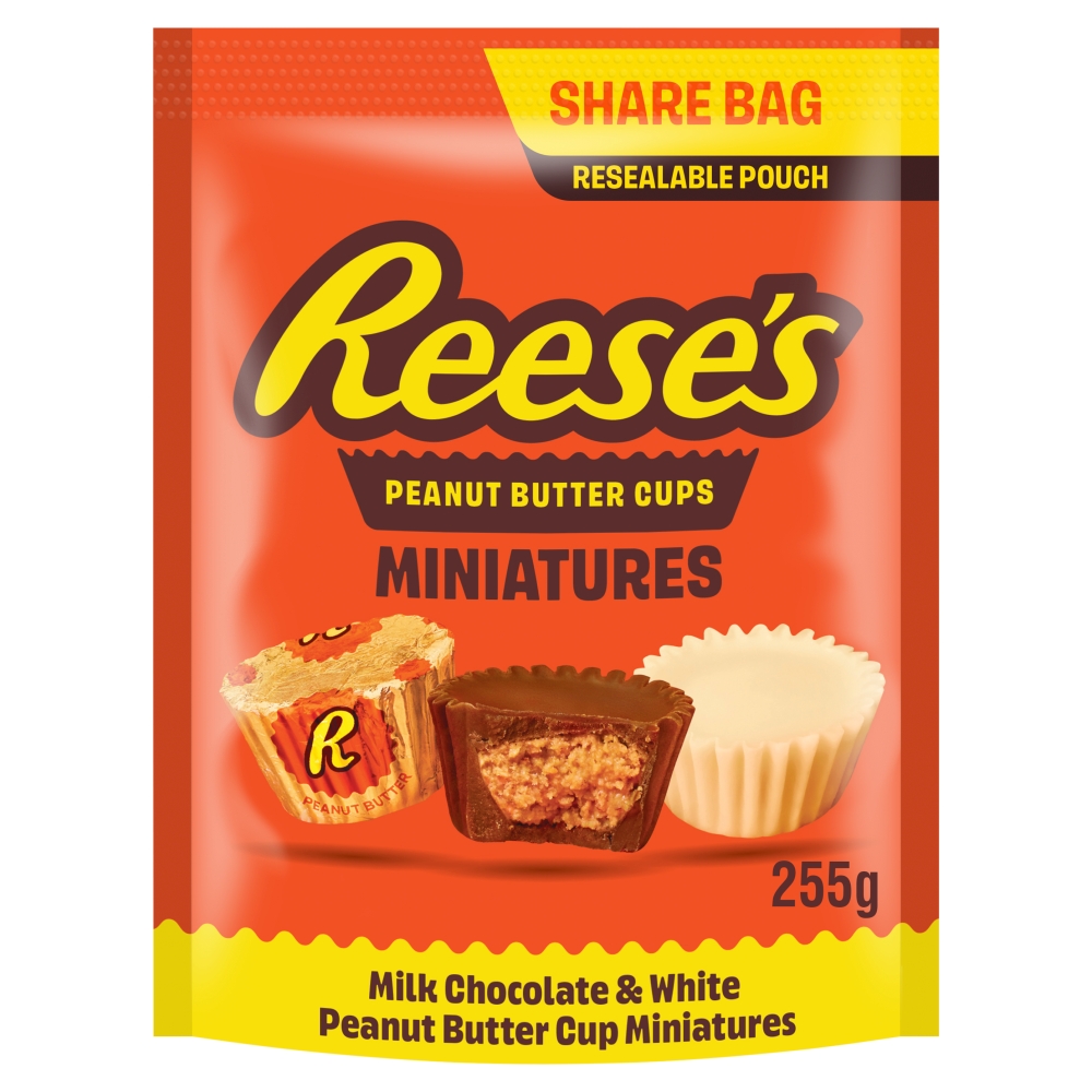 312381_1.jpg Reese's Peanut Butter Miniatures Share Pouch Milk & White Cups 255g - Image 1