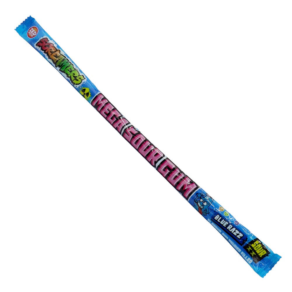 314376_a.jpg Zed Candy Screamers Mega Sour Blue Razz Gum Pack 30g - Image 1