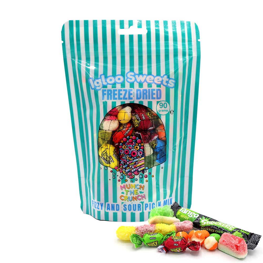 Igloo Fizzy and Sour Pic n Mix Freeze Dried Sweets Pouch 90g - Image 1