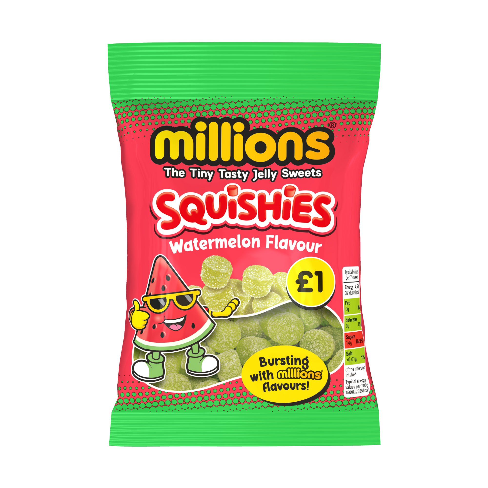 317774.png Millions Squishies Watermelon Bag 100g - Image 1