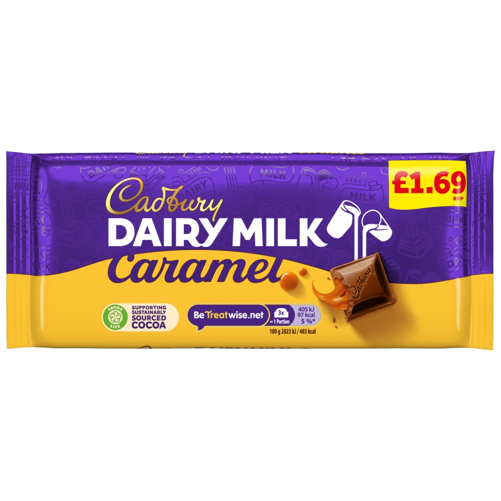 317880_cadbury_dairy_milk_caramel_1.69_pmp.jpg Cadbury Dairy Milk Caramel Chocolate Bar 120g - Image 1