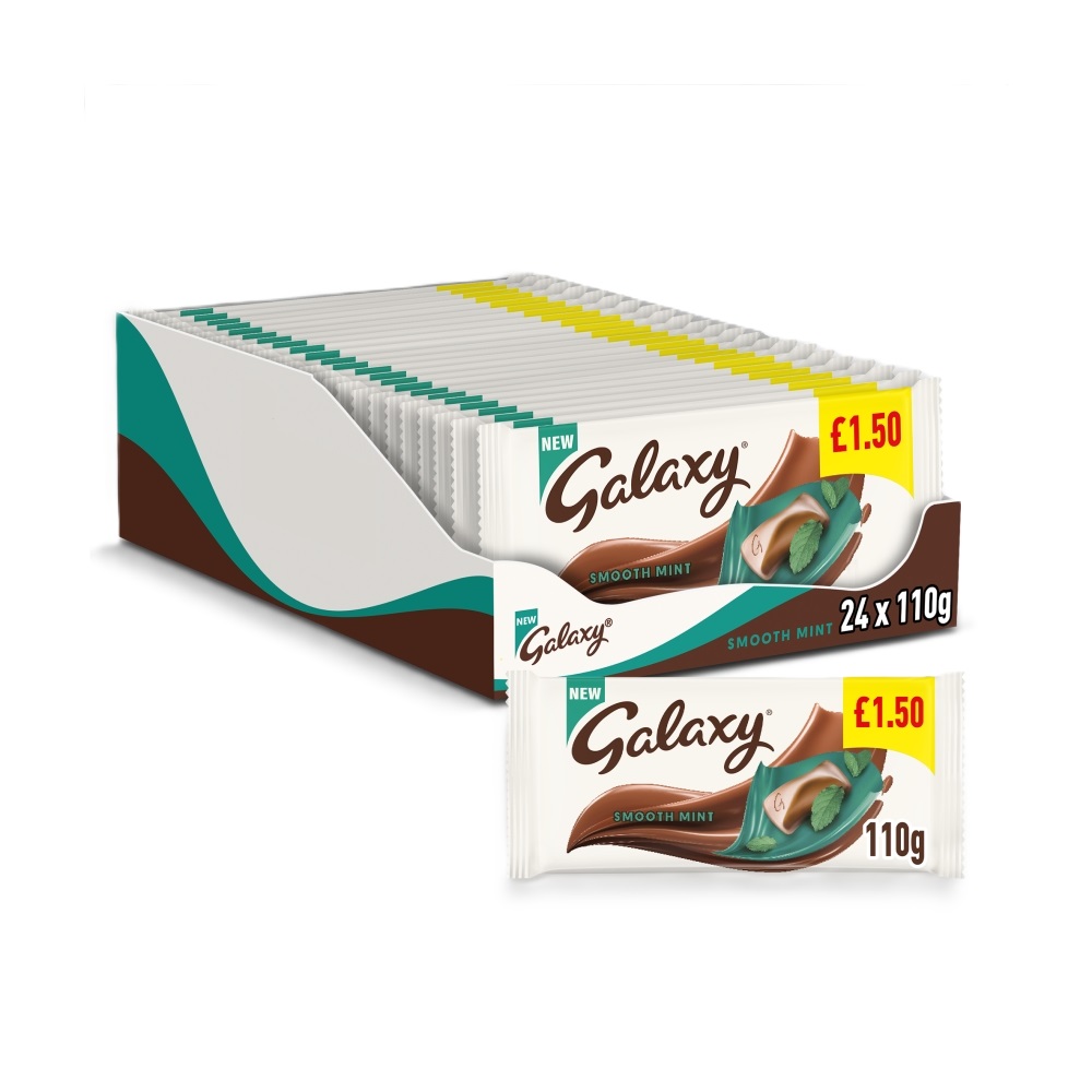 317957_galaxy_milk_mint_block_1.50_pmp_a_.jpg Galaxy Smooth Mint Chocolate Block Bar 110g - Image 1