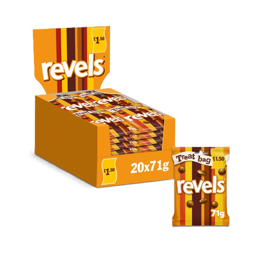 317962_revels_treat_bag_1.50_pmp_a0.jpg Revels Milk Chocolate with Raisins, Coffee or Orange Treat Bag 71g - Image 1