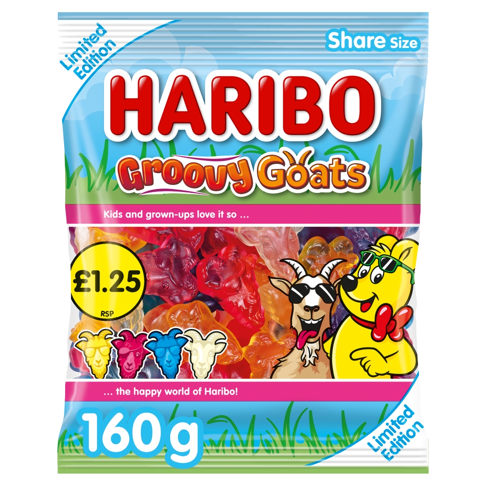 317970_haribo_groovy_goats_1.25_pmp.jpg Haribo Limited Edition Groovy Goats Bag 160g - Image 1