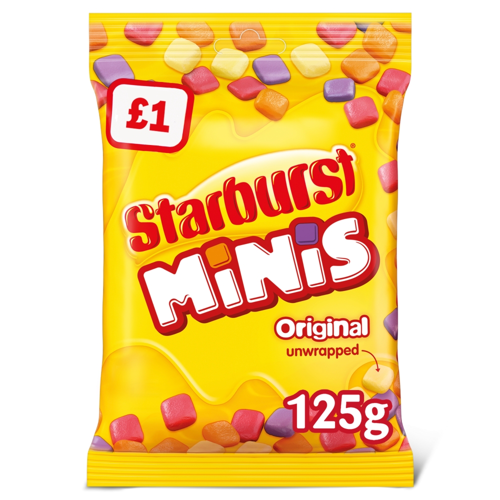 318362_starburst_minis_1_pmp_bags.jpg Starburst Minis Vegan Chews Sweets Pouch Bag 125g - Image 1