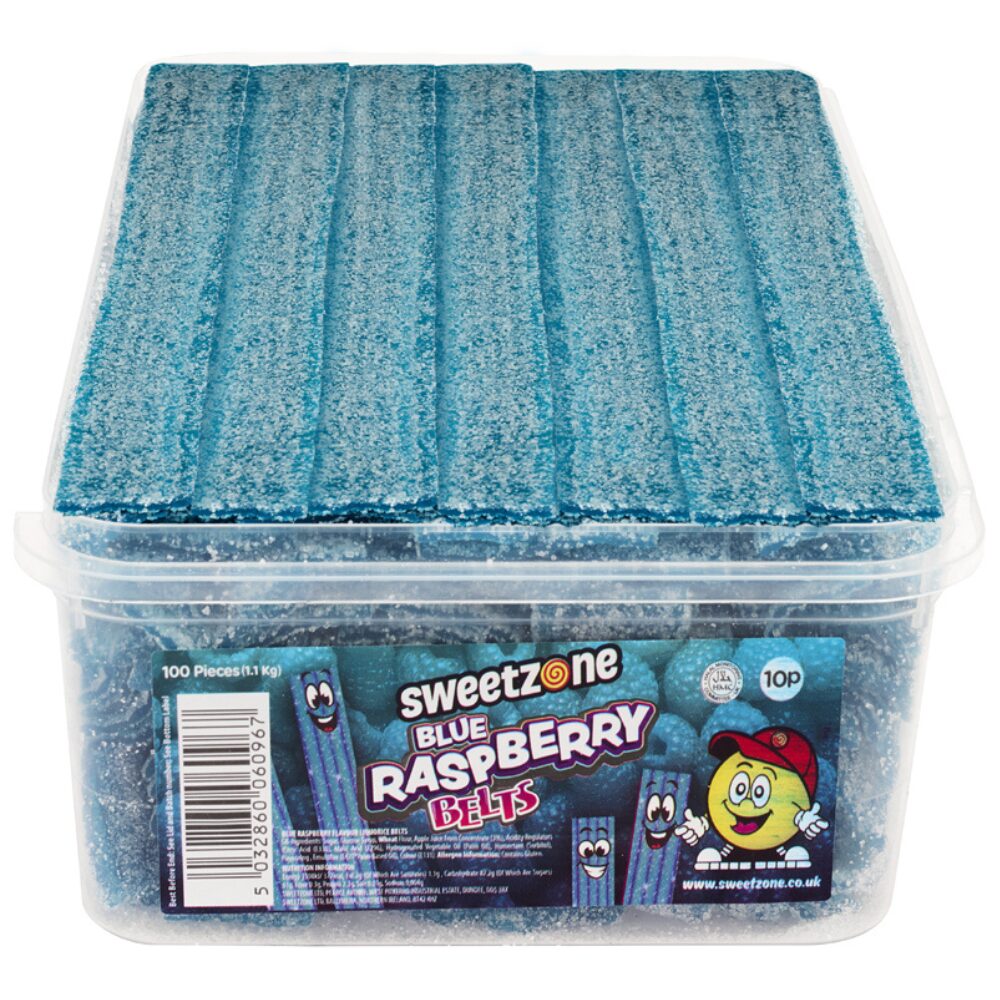 318764_sz_blue_raspberry_belts_10p_h_.jpg Sweetzone Blue Raspberry Belts Tub 1.1kg - Image 1