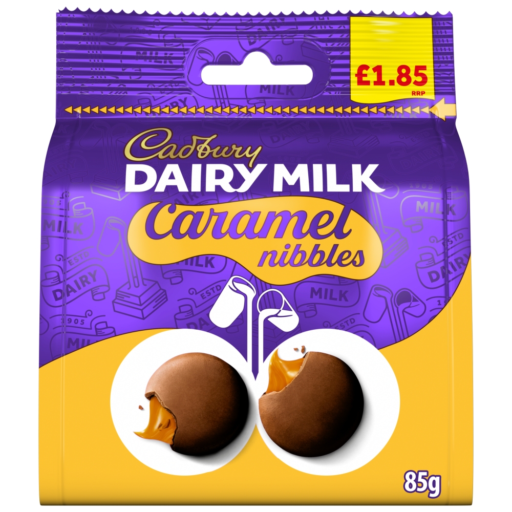 319058_1.jpg Cadbury Dairy Milk Caramel Nibbles Chocolate Bag 85g - Image 1