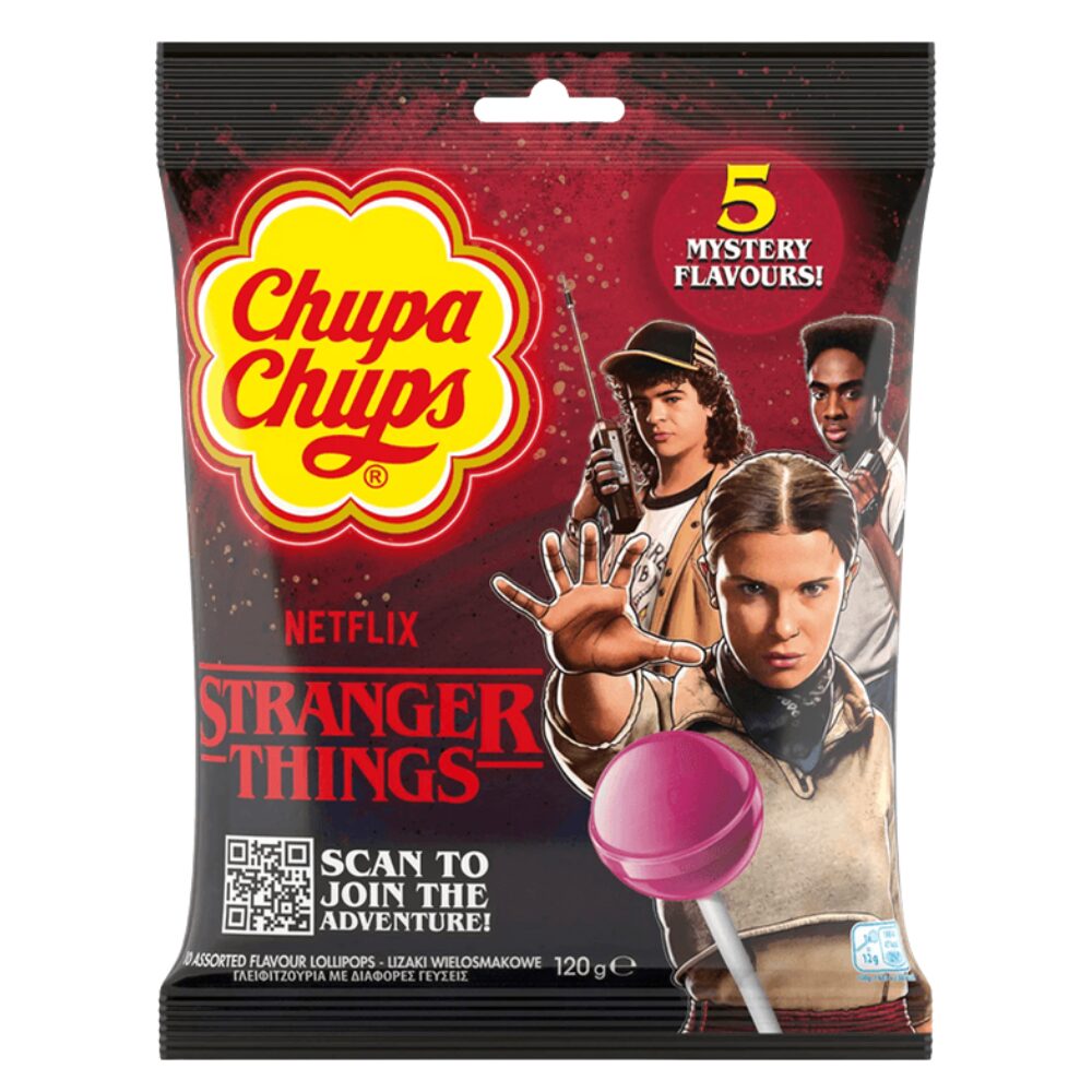 319093_1.jpg Chupa Chups Stranger Things 5 Flavours Lollipops Bag 120g - Image 1