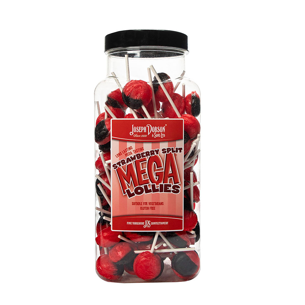66043_aa.jpg Dobsons Strawberry Split Mega Lollies Jar - Image 1