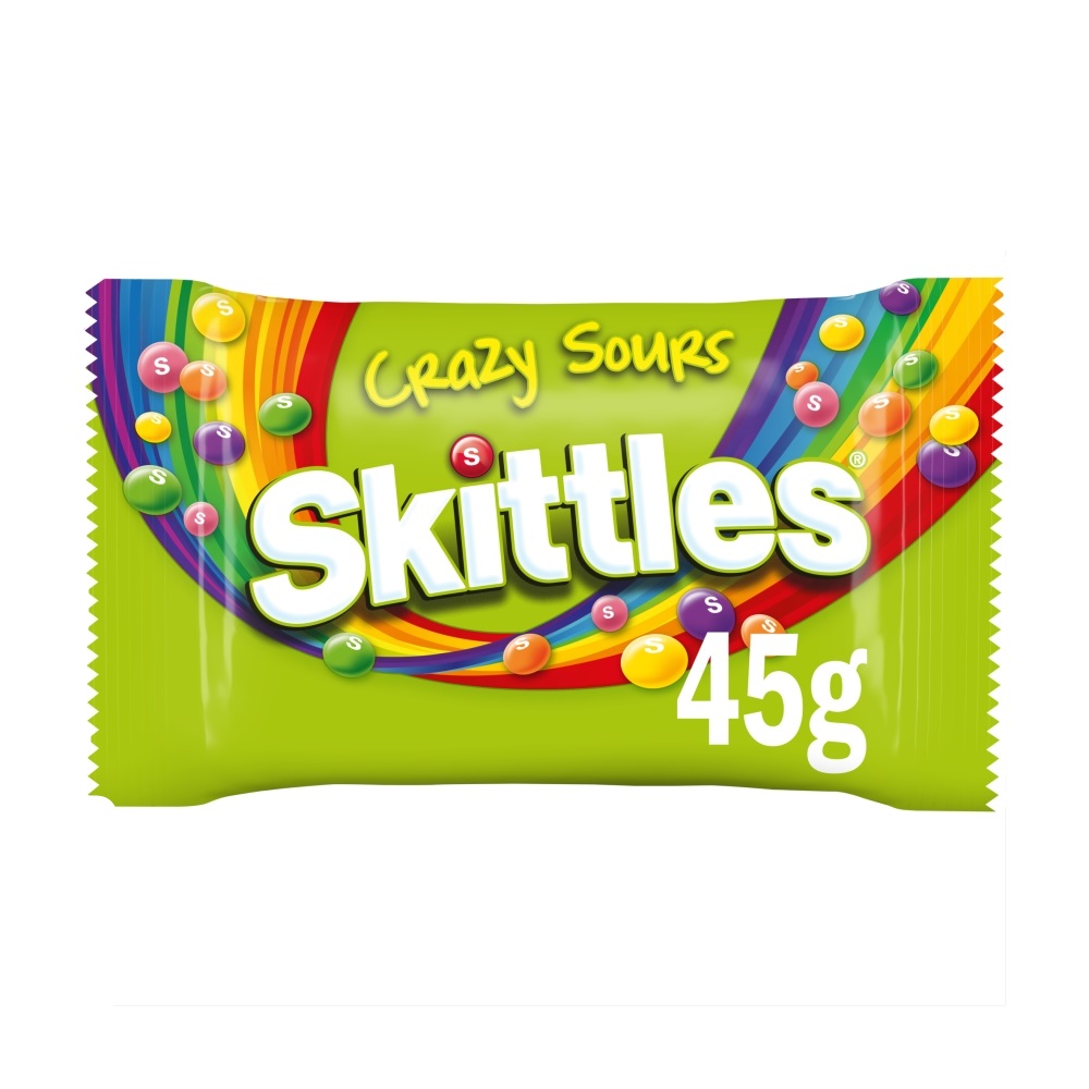 71732_a.jpg Skittles Vegan Chewy Crazy Sour Sweets Fruit Flavoured Bag 45g - Image 1